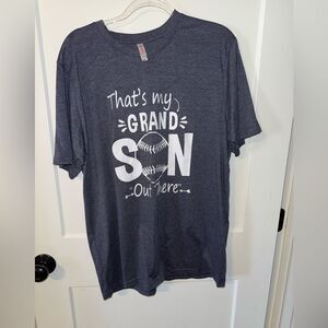 WOMENS Gray Graphic T-Shirt with White Print Baseball Grandson